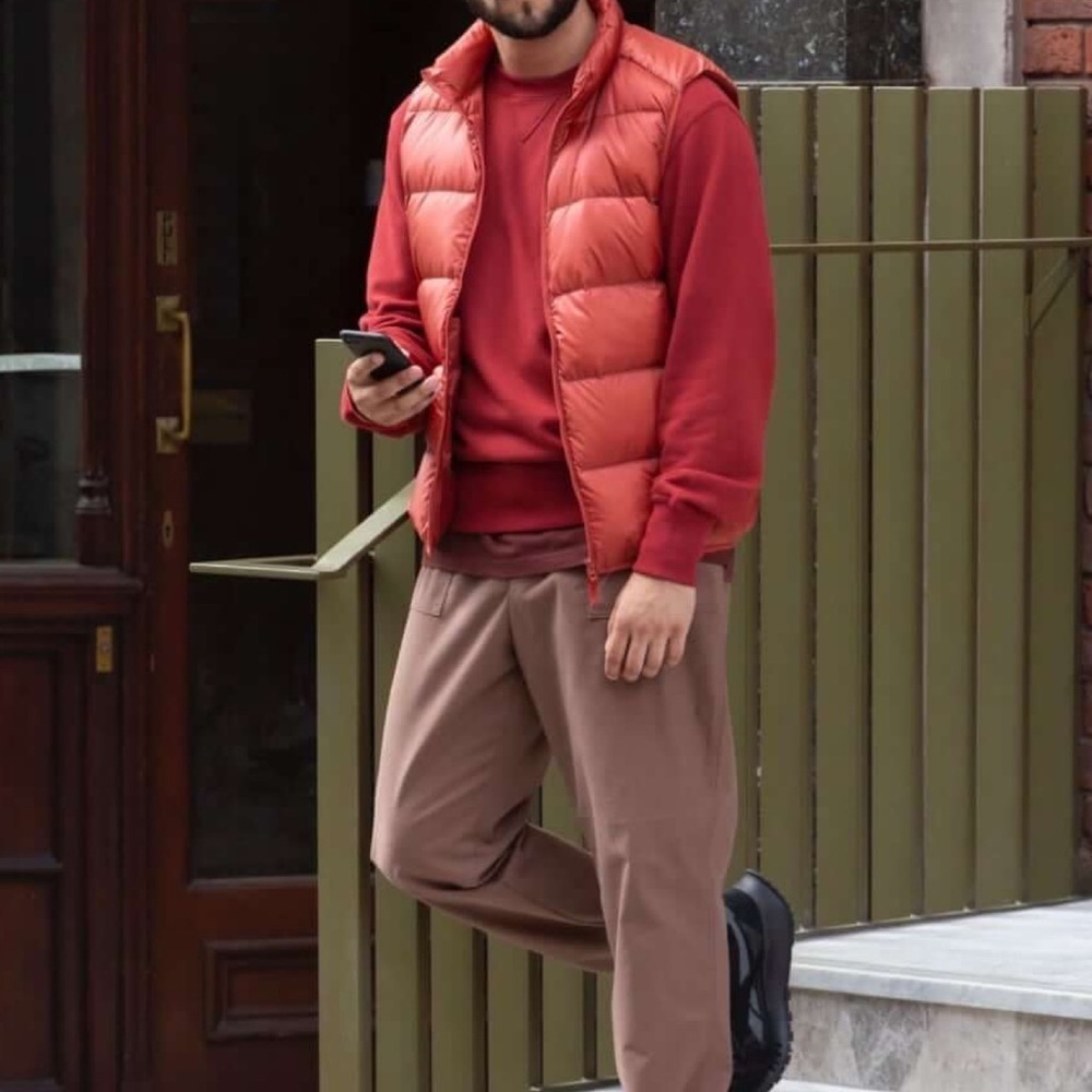 Eddie Bauer Red Quilted Goose Downlight Vest